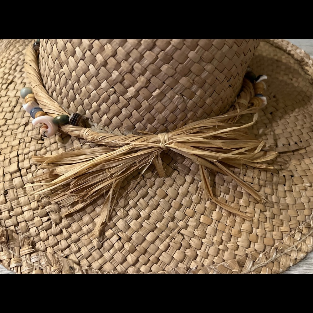 Summer straw hat with beads. SUMMER SALE!!!